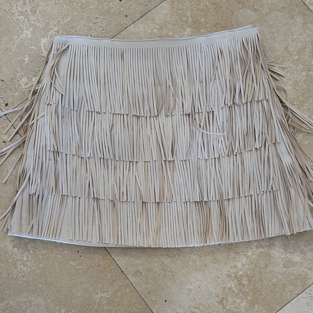 Fringed Cream Skirt